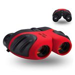 mom&myaboys 8x21 Compact Shock Proof Kids Binoculars - Best Gifts and Toys (Red)