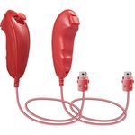 2 Pack Wii Nunchuck Controller, kiwitatá Nunchuk Replacement Joystick Gamepad for Wii Wii U Motion Console Red