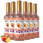 Matteo's Sugar-Free Syrup, Barista-Inspired Sweeteners for all types of Beverages- for Kitchen, Restaurant and Bars, Natural Peach Flavor, Fruity, Juicy, Creamy Non-Alcoholic Syrup (750ml - 6pk) Peach
