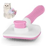 Avando Cat Dog Brush for shedding,Pet Grooming Brush for Cats Dogs Massage,Shedding Brush for Short or Long Hair,Self Cleaning Slicker Brush,Easy to Removes Loose Undercoat, Tangled Hair (pink)