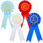 4 Pieces Award Ribbon Rosette Set, Rosette Ribbon Prize Ribbon 1st, 2nd, 3rd Place Ribbon and Honorable Mention Rosette Ribbon Badge Ribbons Medal Ribbons for Competitions Sports Classroom Prizes