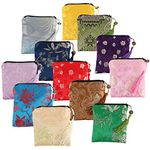 kilofly 12pc Silk Brocade Tasseled Coin Purse Zipper Jewelry Pouch Bag Value Set