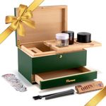 Marvero Premium Large Stash Box with Rolling Tray and Combination Lock - Smell Proof Stash Box - Removable Tray with Glass Jar and Grid (Green)