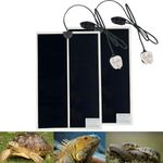 PeSandy 2PCS Reptile Heating Mat with Temperature Adjustment, 20W Non-Adhesive Heat Pad for Reptiles Tortoise Snakes Lizard Gecko Hermit Crab Amphibians - Removable Under Tank Heat Pad (16.5x11 inch)