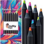 nutty toys Jumbo Rainbow Pencils - 8 Pre-sharpened Multicolored Pencils, Top Boy & Girl Stocking Stuffers, Goodie Bag Party Favors & Colored Crayon Gift Idea 2024, Cool Art Supplies for Kids & Adults