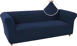 BXFUL Stretch Chesterfield Sofa Cover 1 Piece Couch Cover for Living Room Soft Non-Slip Sofa Slipcover Furniture Protector for Dogs Feature Thick Jacquard Fabric (Sofa,Navy)