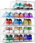 Unique Impression 14 Pack Shoe Storage Box - Clear Stackable Boxes - Plastic Trainer Storage Boxes - Transparent Shoe Display Containers - Fits Up To UK 12.5 size men’s