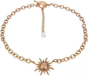 Katia Designs Grateful Sun Choker Necklace – 18" or 22" Gold or Silver Chain – Bold 9mm Brass Choker with Radiant Sun Pendant – Jewelry for Women, Boho Style, Nickel-Free, Daily Affirmation (Gold, 22")