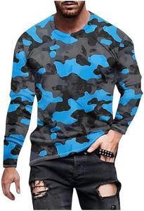 Long Sleeve Shirts for Men Camouflage Hunting Gear Compression Shirt Gym Running Mens Fitness Tactical Vest Biking Football Soccer 05#,Blue,M