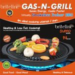 Briteline Aluminum Non-Stick Smokeless Indoor Tandoor Cooktop BBQ, 14 inches Gas Grill Sumo Model for Kitchen I Office I Camping (Black Model)