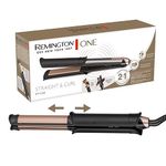 Remington S6077 ONE 2-in-1 Hair Straightener & Curler | FlexiTips for Straightening, Curling & Waves | 32mm Ceramic Plates | 150-230°C Temp Control | Plate Lock & Auto Stop