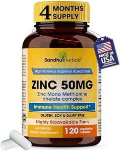 Zinc 50mg Supplement 120 Vegetarian Capsules, Zinc Highly Absorbable Supplements for Immune Support System, Gluten Free Zinc Supplement