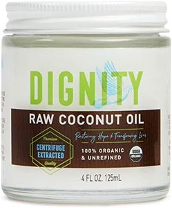 Dignity Coconuts Raw Coconut Oil - 100% Organic Unrefined Coconut Oil - 4 fl oz Glass Jar - Centrifuge Extracted