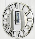 SHYFOY 24" Large Wall Clock for Living Room Decor Silver Mirrored Clock Big Decorative Mirror Wall Clocks, Modern Wall Decor Clocks Home Decor, Acrylic Mirror Finish