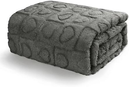 gogobunny Calming Plush Dog Cat Blanket 300GSM Coral Fleece, Ultra-Soft Machine Washable Pet Bedding for Small Medium Dogs Cats Puppies Kittens (Anthracite, 60x80)