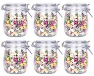OLWICK® 6 Pcs Air Tight Glass Storage Containers with Steel Clamp Lid and Silicon Seal/Glass Jars/Kitchen Storage Containers/Cookie Jar (Round, 750 ml)