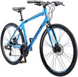 Schwinn Volare 1200 Flat Bar Hybrid Sports Road Bike, Men and Women, 21-Speed, 700c Wheels, 19-Inch Aluminum Frame, Disc Brakes, Matte Blue