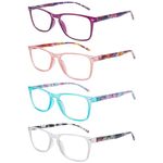 ZONLON 4 Pack Ladies Reading Glasses Blue Light Blocking, Anti Glare Stylish Spring Hinge Readers for Women （4 multicolor C2 2.5 +）