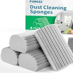 FunCee Dust Cleaning Sponge, [4 Pack] Damp Dusting Sponges, Scrub Dusters for Cleaning Blinds, Dishes, Glass, Baseboards, Vents, Railings, Mirrors, Window Track Grooves and Faucets, Gray