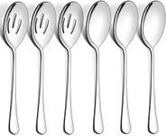 LIANYU 6 Pack Serving Spoons Set, Stainless Steel Large Slotted Spoons, Buffet Dinner Restaurant Serving Utensils, Catering Set for Party Banquet, 9.8 Inch