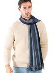 LOVARZI Mens Scarfs Winter Blue - Scarf For Men - Knitted Striped Scarves : Long Designer Lightweight Warm Men's Scarf : Gifts Present Ideas for Men: From a Dad Or Grandad to a Brother or Son