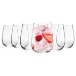 Argon Tableware 6X 590ml Stemless Gin and Tonic Glasses Set - 'Corto' Range - Modern Style Picnic & Party Glass Balloon Tumblers for G&T, Cocktails, Wine