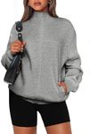 PRETTYGARDEN Women's 2024 Fall Fashion Full Zip Up Sweatshirt Long Sleeve Loose Fit Trendy Casual Jacket with Pockets (Light Grey,Large)