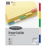 Wilson Jones Tab Dividers, Insertable, Multicolor Tabs, 5-Tabs, 1 Set (W54309A)