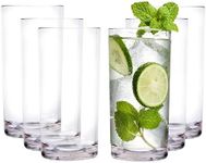 RÉΑLWÁY 17-Ounce Plastic Drinking Glasses, Clear Unbreakable Glasses Drinking Shatterproof Plastic Glasses Look Like Glass,Plastic tumblers Water Glasses Dishwasher Safe, BPA Free Set of 6