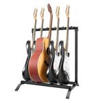 VEVOR 5-Space Guitar Stand, Hold Up to 5 Guitars, Floor-Standing Multiple Guitars Display Foldable Rack with Anti-Slip Base Security Pin High-Density Foam Protection, for Guitar Acoustic Electric Bass