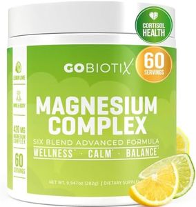 GoBiotix Magnesium Glycinate Powder - Magnesium Complex Supplement with Citrate, Malate, and Glutamine Chelate - Sugar Free, Non GMO - 420 mg per Serving - 60 Servings per Tub - Lemon Lime