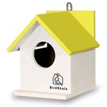 BIRDSHALA Bird House for Sparrow, Budgies & Finches with Air Ventilation and Mounting Hook (Yellow, Medium)