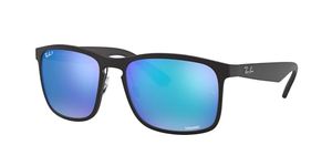 Ray-Ban Men's RB4264 Chromance Square Sunglasses, Matte Black/Polarized Green Mirror Blue, 58 mm