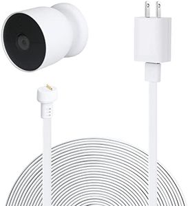 Power Adapter for Google Nest Cam (Battery), with 16.4Ft/5m Weatherproof Charging Cable Continuously Power Your Nest Cam (Battery) - White