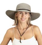 Sloggers 442SG Women's Wide Brim Braided Sun Hat with Wind Lanyard - Sage - Rated UPF 50+ Maximum Sun Protection