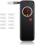 YYBNN Breathalyzer,Portable Breathalyzers for Alcohol with LCD Display,Professional-Grade Accuracy Alcohol Breathalyzer Tester with 10 Mouthpieces for Home or Party Use （Black） (Black)