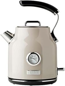Haden Dorset 1.7 Liter Stainless Steel Electric Kettle, Hot Water Kettle with 360-Degree Base and Auto Shutoff, Putty & Chrome