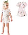 Posh Peanut Baby ShortSleeve Twirl Skirt Bodysuit - Infant Girl Clothes - Viscose from Bamboo (2 Years) Vintage Pink Rose