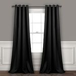 Lush Décor Insulated Grommet Blackout Window Curtain Panels Black 52X108 Set