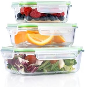 Alpina Boîtes de conservation avec couvercle - Verre - 3 pièces - Récipient en verre - Boîte de rangement - Micro-ondes, congélateur, passe au lave-vaisselle - 370, 640 et 1050 ml