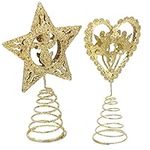 GANAZONO 2pcs Tree Topper Ornament Glitter Tree Topper Xmas Tree Star Christmas Decorations Metal Tree Toppers Valentines Day Table Sign Tree Decoration Wrought Iron Christmas Tree