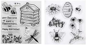 Welcome to Joyful Home 2pc/Set Happy Bees Nest House Clear Stamp for Card Making Decoration and Scrapbooking 11x16cm