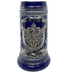 Essence of Europe Gifts 1 Liter | OktoberfestHaus German Adler (Eagle) Stein Mug Beer Steins For Men Cobalt Blue Ceramic Beer With Metal Emblem Bier Krug Oktoberfest Beer Mug