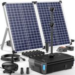 Biling 70W Solar Pond Filter Kits, 2500 L/H Solar Pond Pump with Filter Underwater Pond Filter 3 Nozzles Adjustable Valve for Up to 4000L Ponds Fish Tank DIY Fountain Water Features Stream Waterfall