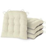FlyGulls Chair Cushions for Dining Chairs Set of 4 Durable D-Shaped Seat Cushions with Non-Slip Backing Secure Ties Thick Cozy Seat Pad for Kitchen Dining Room Office(46x42x7.6cm Beige)