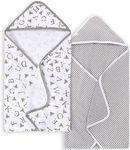 Burt's Bees Baby - Hooded Towels, Absorbent Knit Terry, Super Soft Single-Ply, 100% Organic Cotton 2 Pack), A-Bee-C, 2 Pack