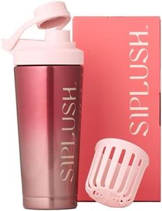 SIPLUSH Paradise Shaker Bottle, 24 oz, Insulated Stainless Steel Protein Shaker, Smoothie and Pre Workout for Women, with Leakproof Twist-Off Chug Cap, Quiet Mixing, Pink Ombre, Pismo Sunset