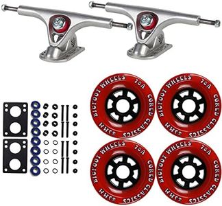 TGM Skateboards Premium Longboard Upgrade Kit with Paris Trucks, Wheels, Hardware, and ABEC 7 Bearings Kit - V2 180 Raw + Bigfoot 83mm 78A Red