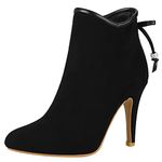 Diuniarza Women Ankle Boots Elegant Stiletto Dress Boots Zip High Heel Short Boots Pointed Toe Bows Booties, 3877NLX Black Size 1 UK/33