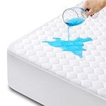 100% Waterproof Mattress Protector Queen, HYMOKEGE Quilted Mattress Cover Breathable, Noiseless Bed Cover with Deep Pocket, Fitted 5-21" Deep